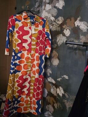 Perlavera Vibrant Classic With A Twist Multicolor Patterned Shirt Dress